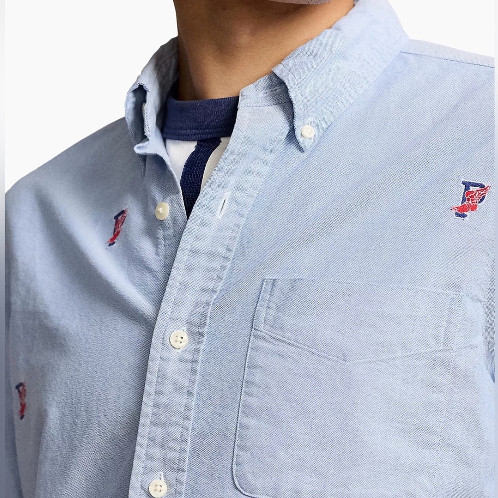 VERY RARE HARD TO FIND POLO RALPH LAUREN P-WING LOGO OXFORD SHIRT - Picture 4 of 11